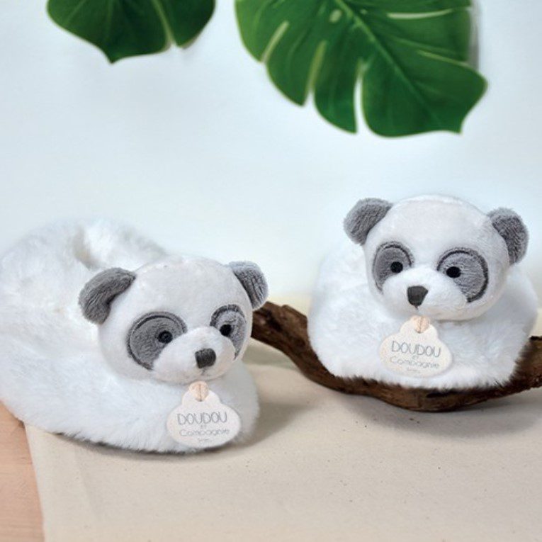 Doudou Plišane šlapice panda 0-6 mj