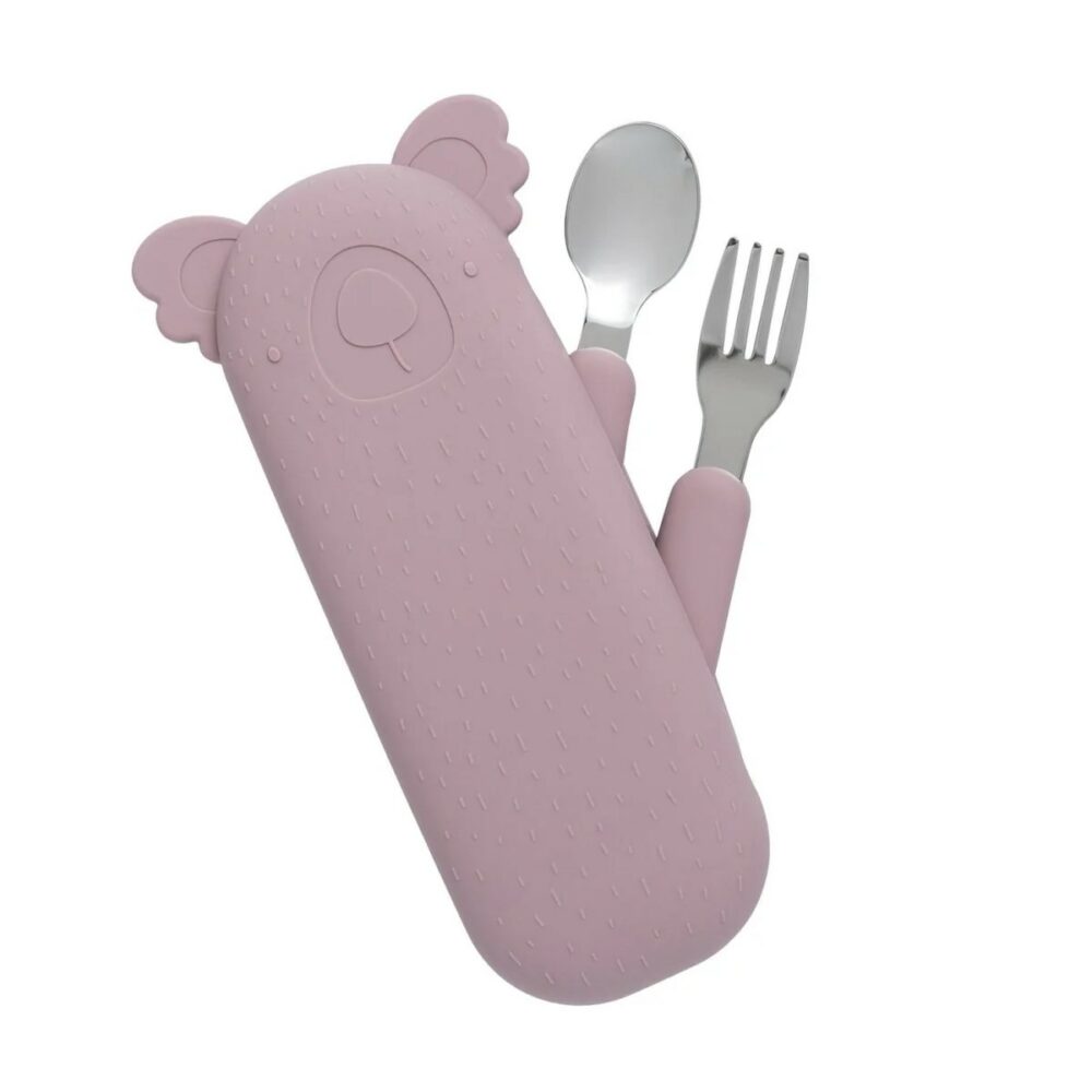 The Cotton Cloud Pribor za jelo sa spremnikom Koala Zoe Mauve