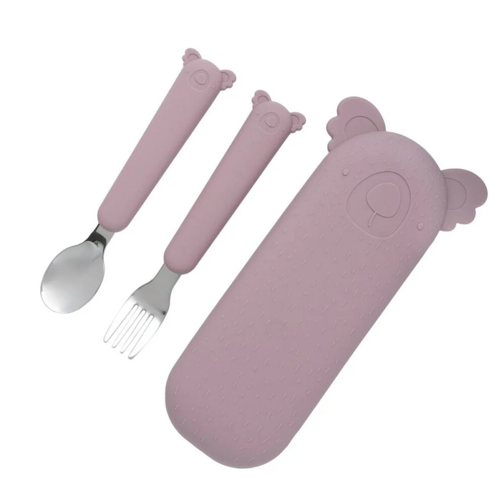 The Cotton Cloud Pribor za jelo sa spremnikom Koala Zoe Mauve