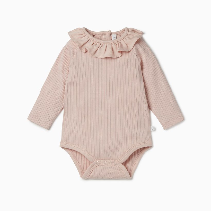 MORI SS23 Ribbed Frill Collar Bodysuit Blush_1