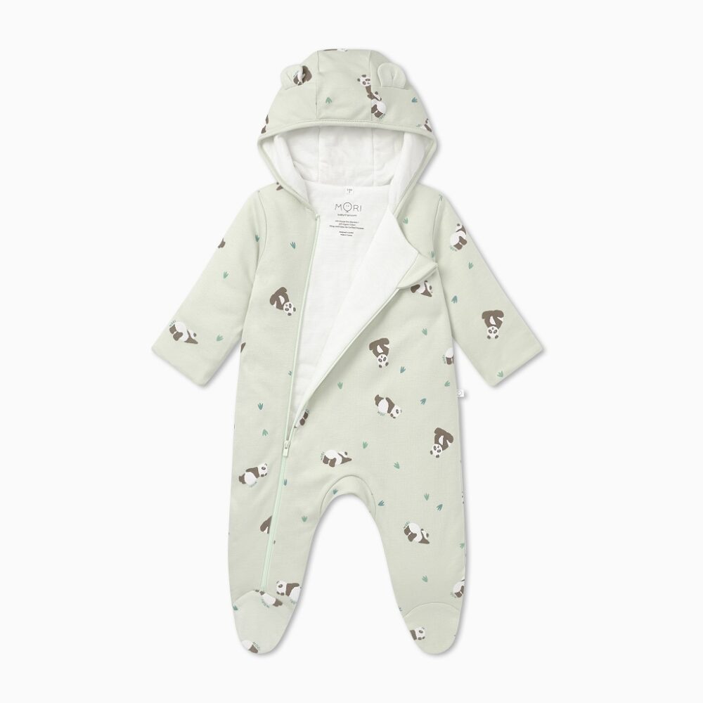 Panda Print Pramsuit Footed