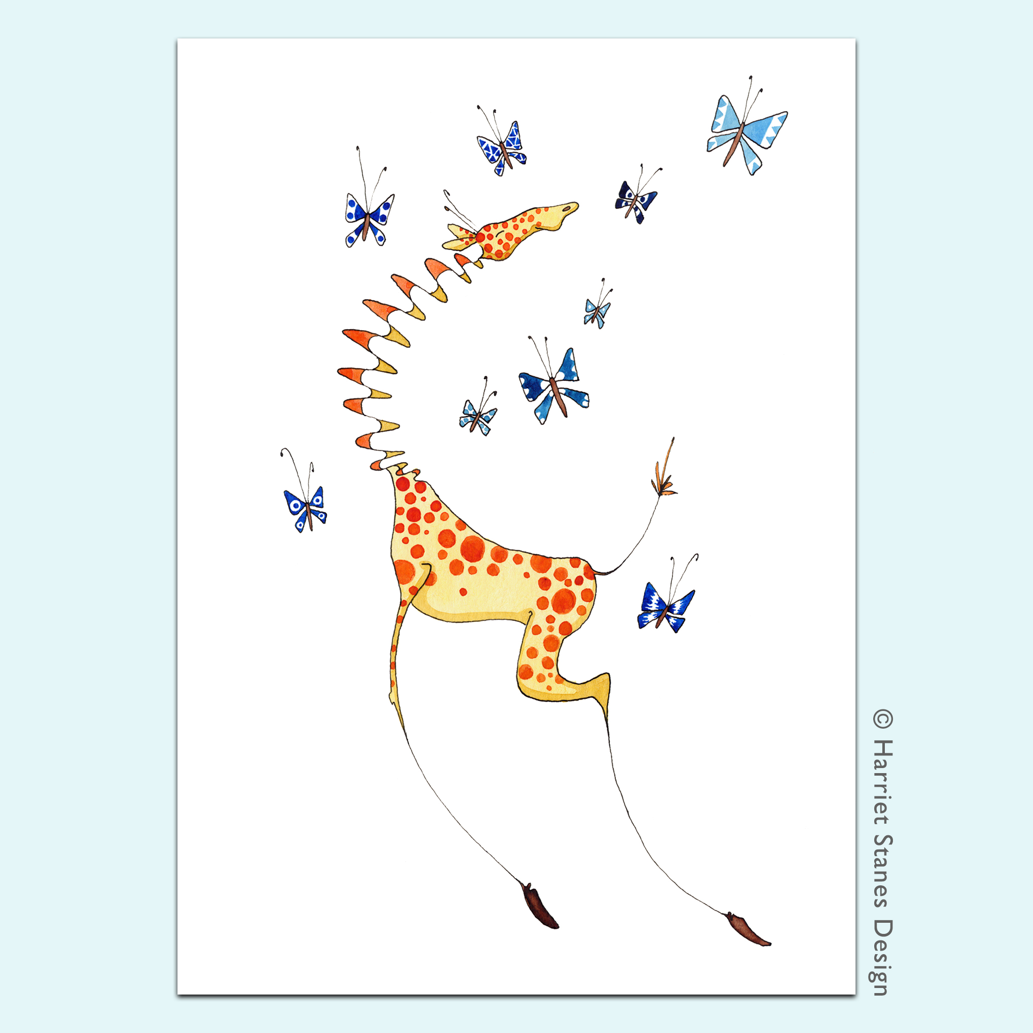 Čestitka Giraffe and Butterflies