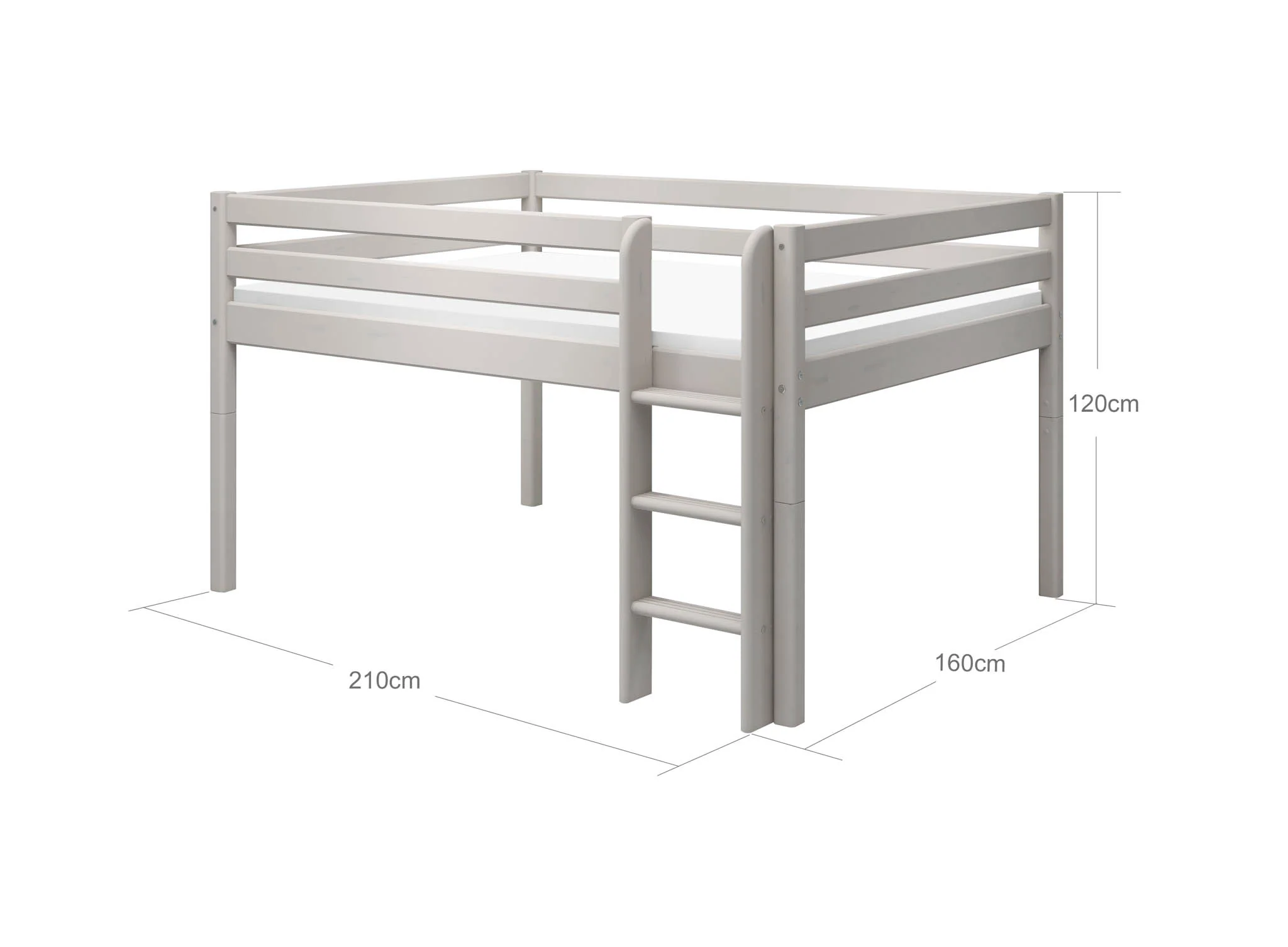 FLEXA Mid-high Krevet s ravnim ljestvama 140 x 200 cm