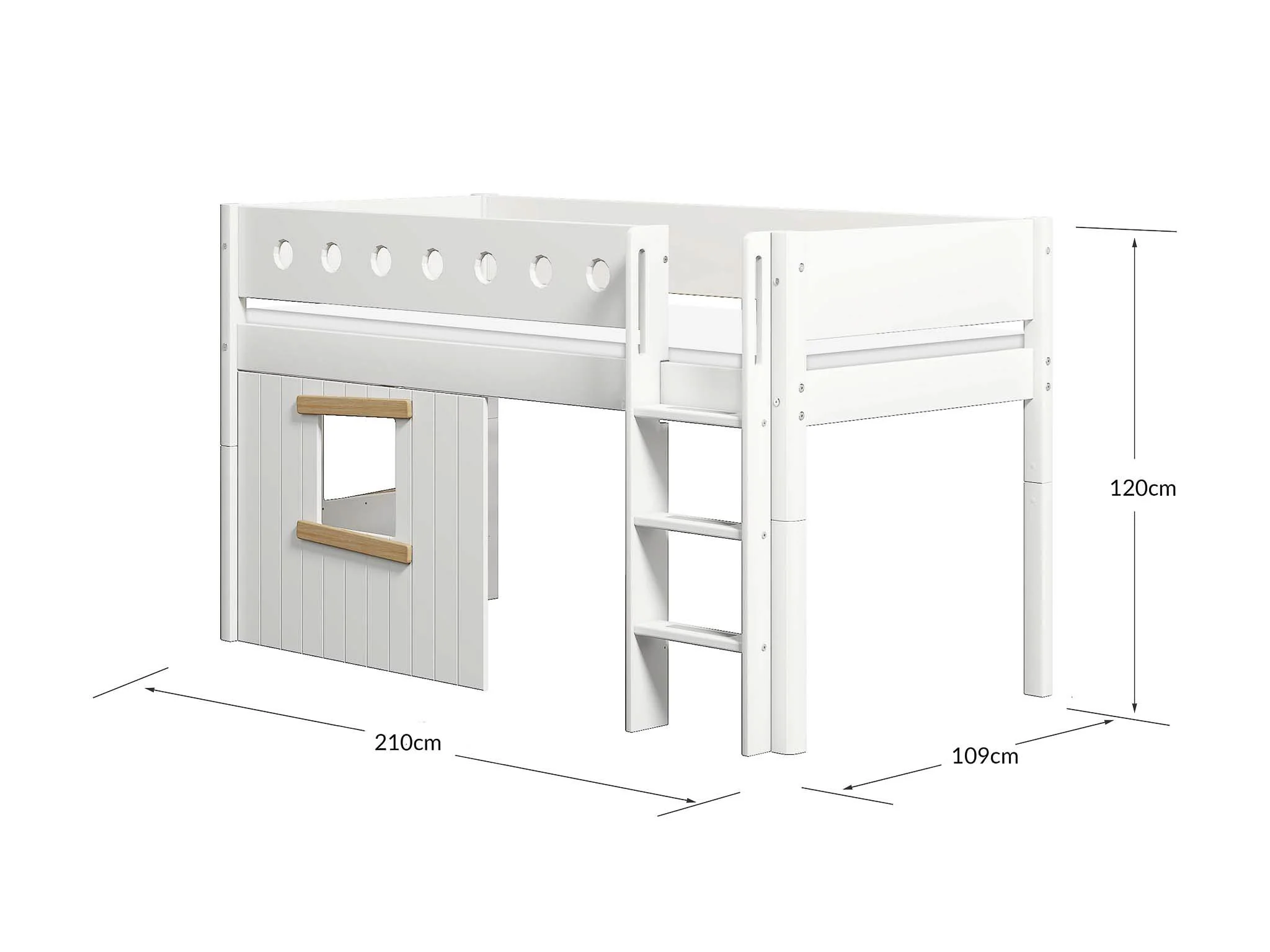 FLEXA White Mid-high Krevet Treehouse s ravnim ljestvama