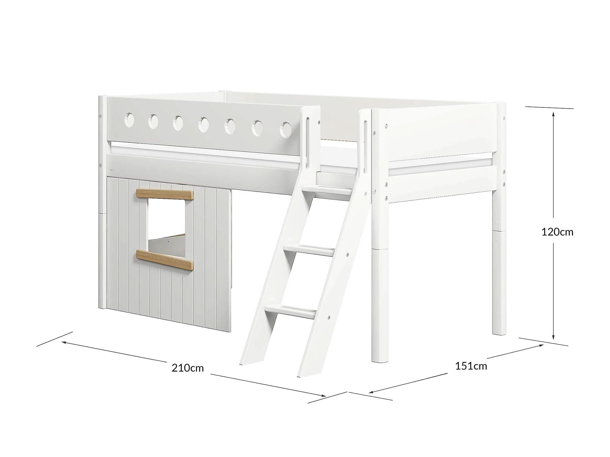 FLEXA White Mid-high Krevet Treehouse s kosim ljestvama