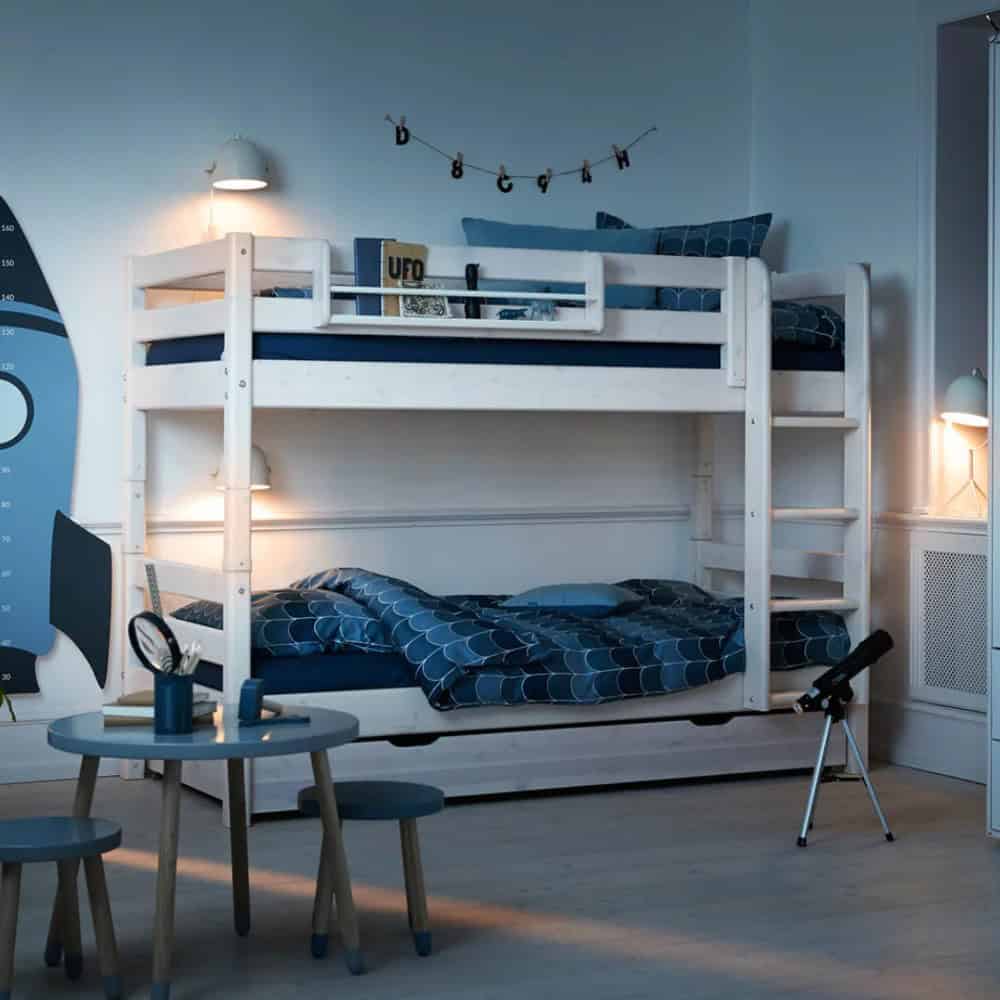 FLEXA Krevet na kat s ravnim ljestvama i ladicama