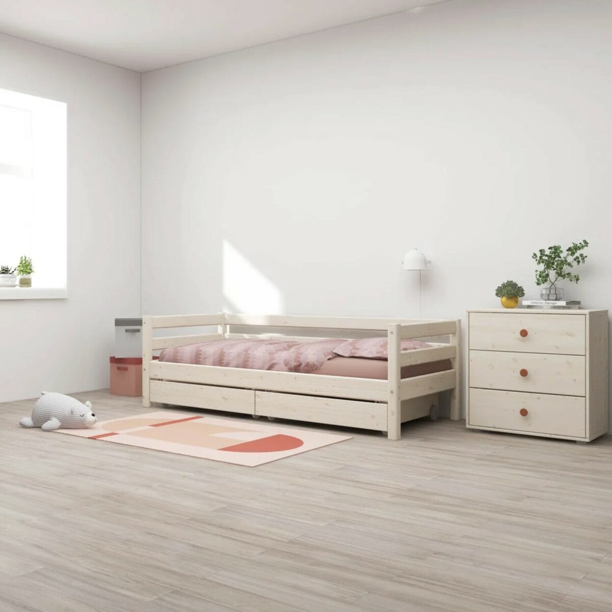 FLEXA Single bed 90 x 200 cm s dvije ladice