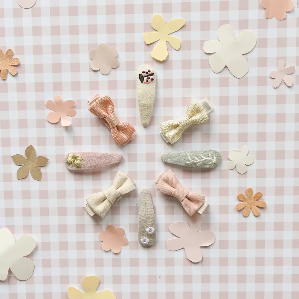 linen mini bow clips