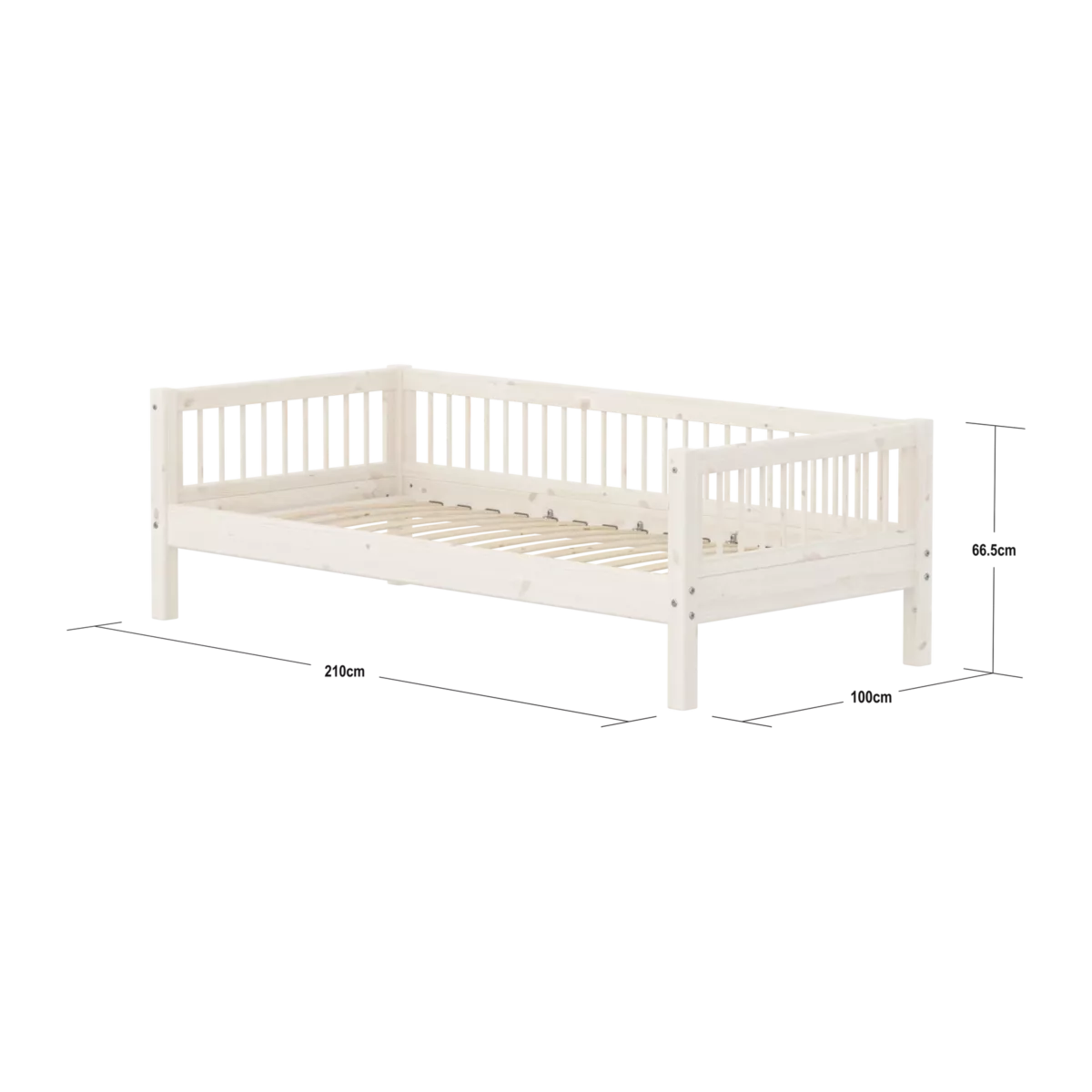FLEXA CLASSIC Single bed s prečkama White