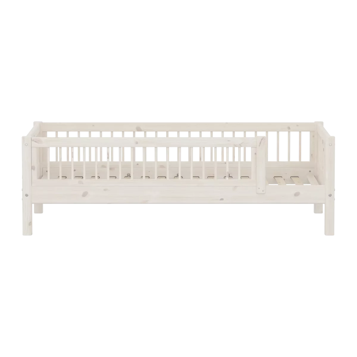 FLEXA CLASSIC Single bed sa zaštitnom ogradicom s prečkama White
