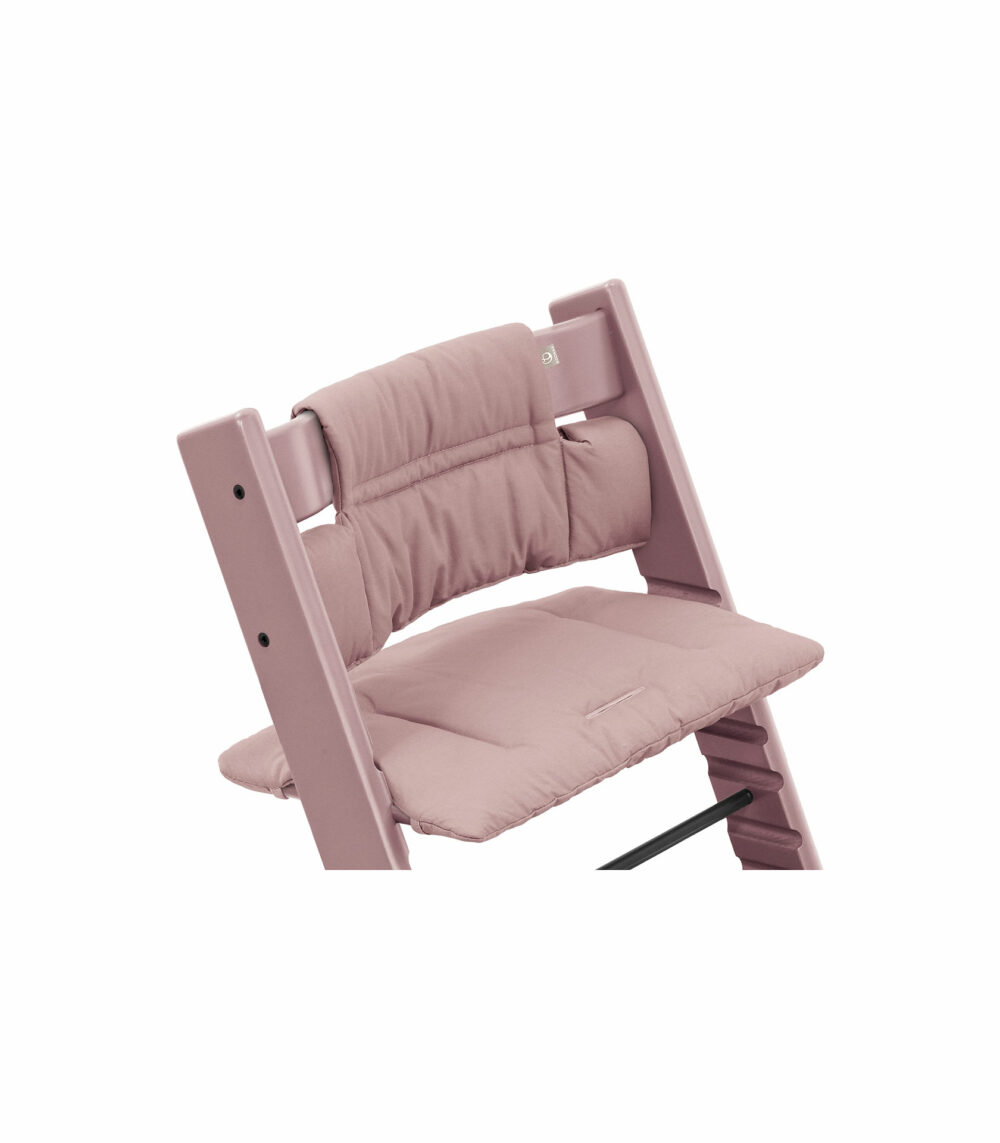 Tripp Trapp® chair Heather Mauve with Classic Cushion. Close-up.