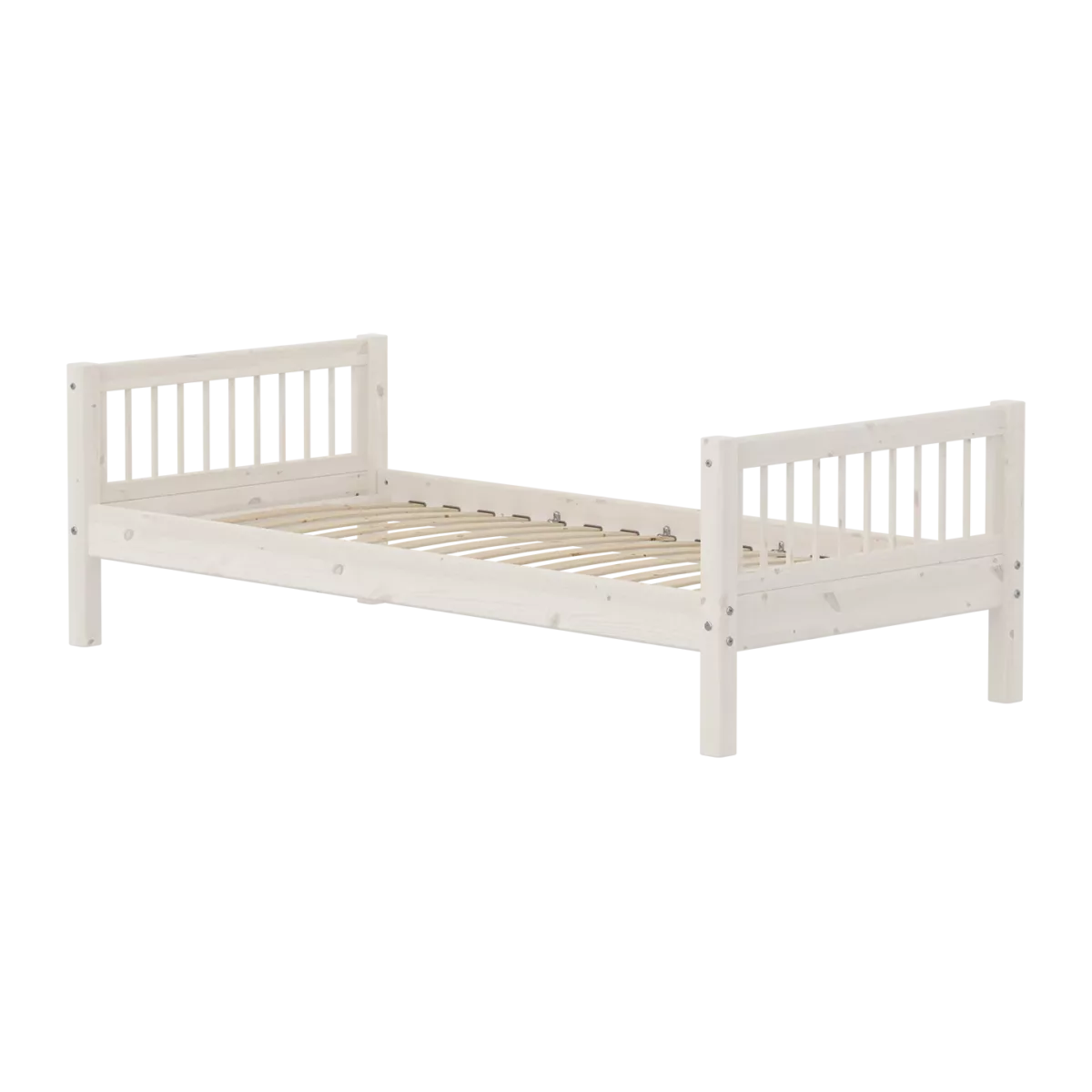 FLEXA CLASSIC Single bed s prečkama 90x200cm, White