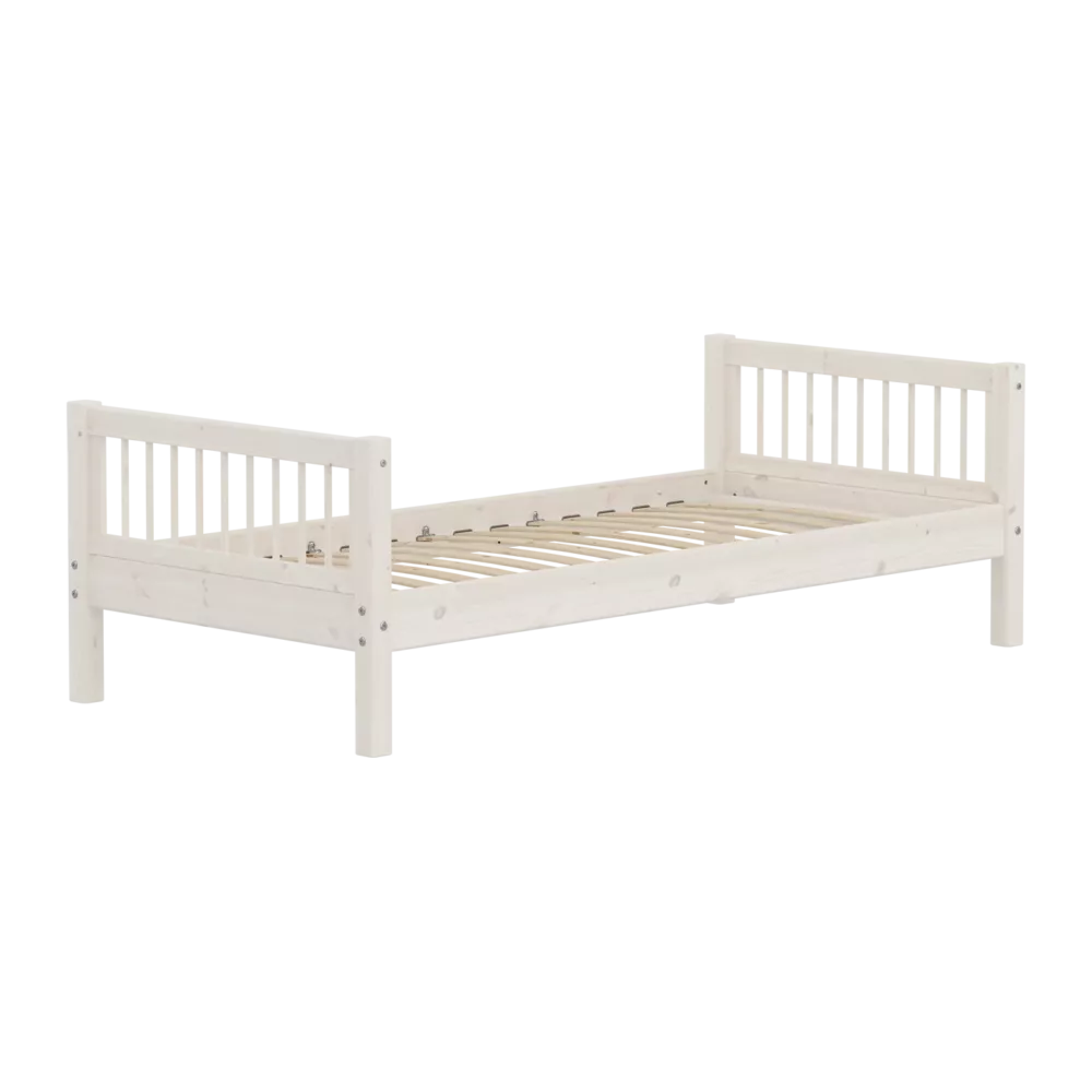 FLEXA CLASSIC Single bed s prečkama 90x200cm, White