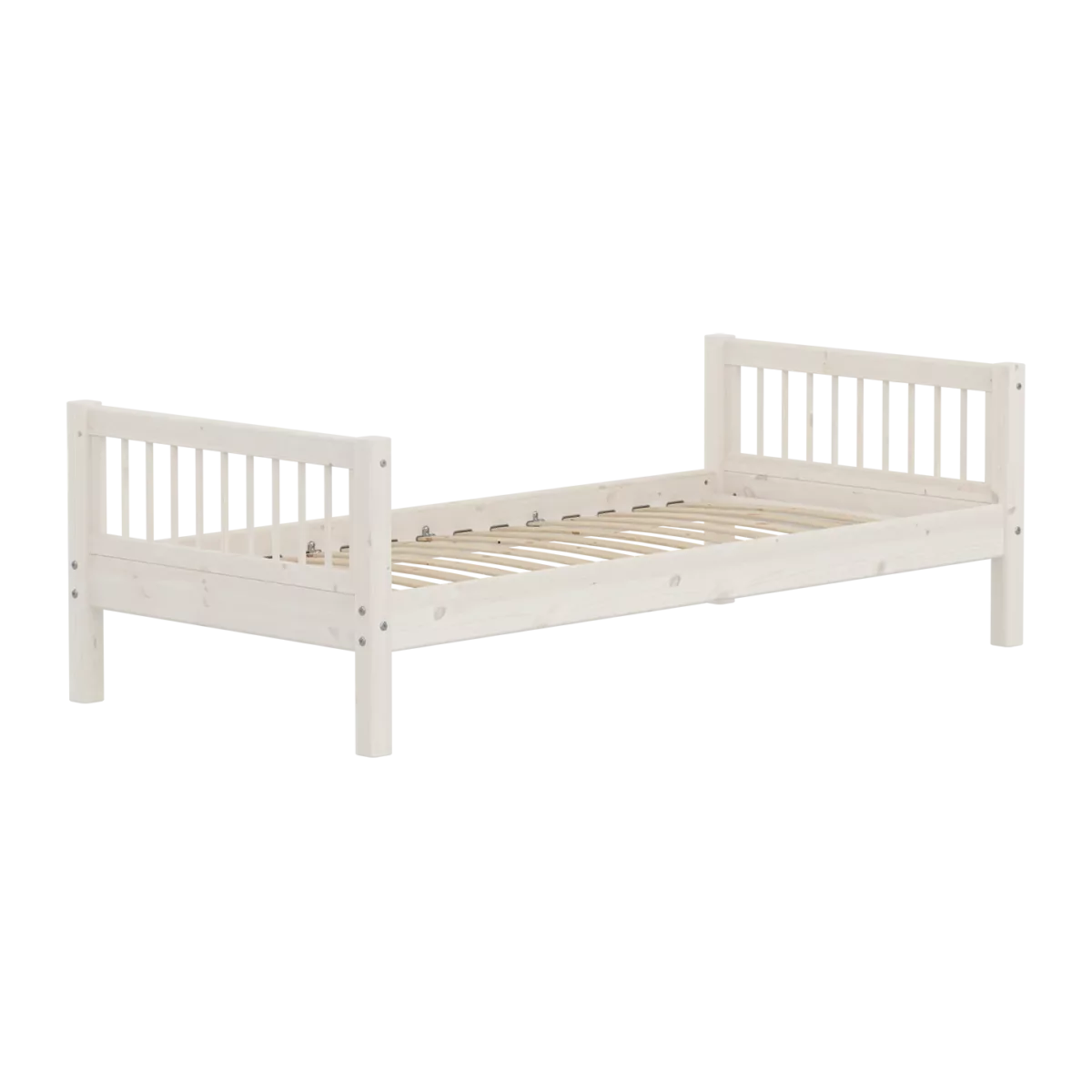 FLEXA CLASSIC Single bed s prečkama 90x200cm, White