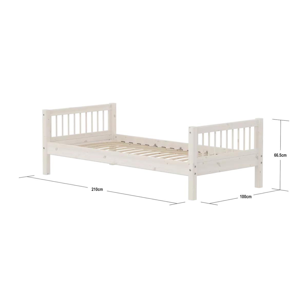 FLEXA CLASSIC Single bed s prečkama 90x200cm, White