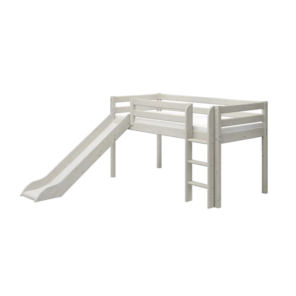FLEXA CLASSIC Mid-high Krevet s ravnim ljestvama i toboganom White