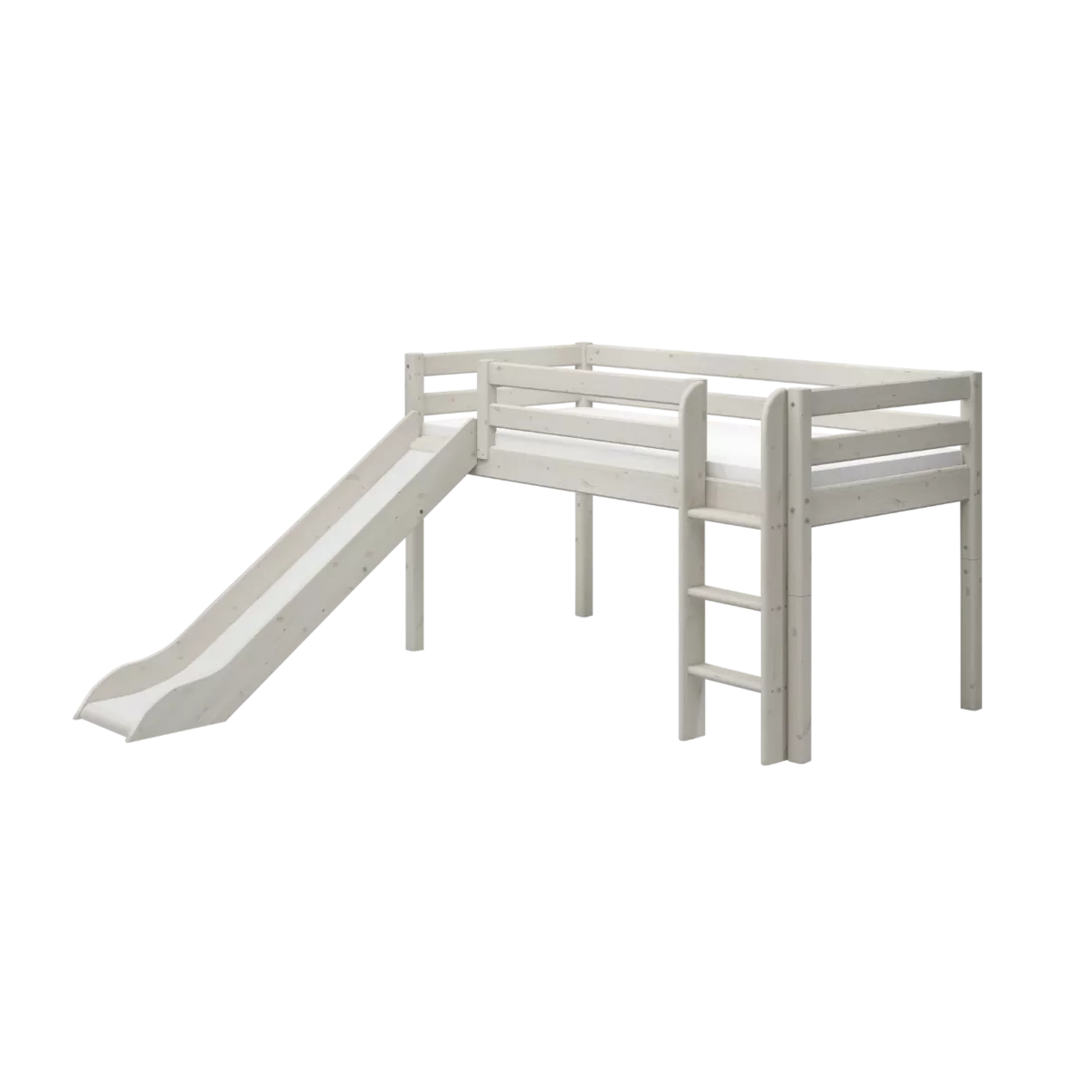 FLEXA CLASSIC Mid-high Krevet s ravnim ljestvama i toboganom White
