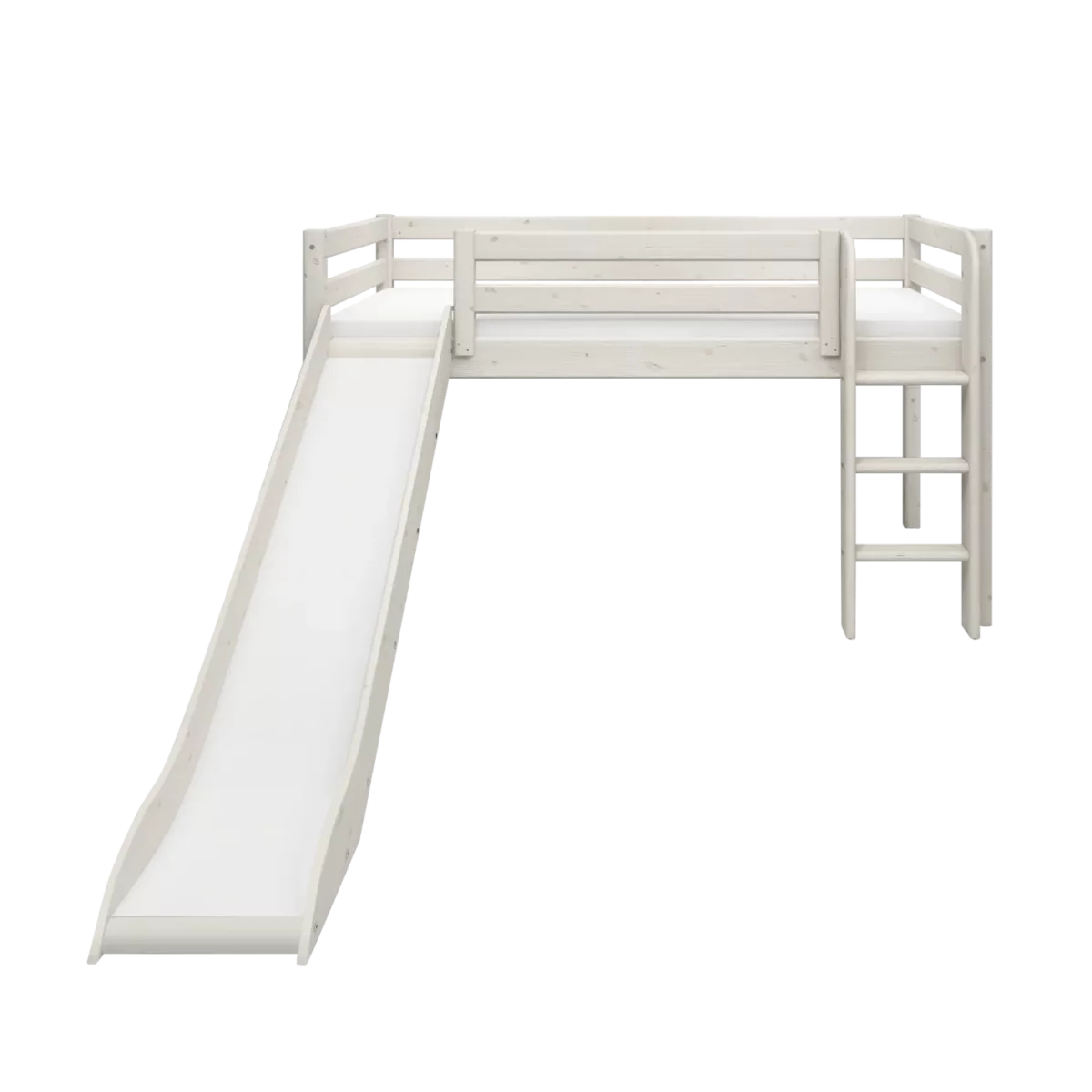 FLEXA CLASSIC Mid-high Krevet s ravnim ljestvama i toboganom White