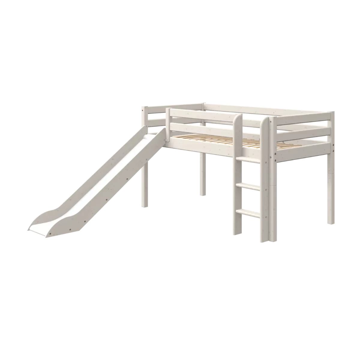 FLEXA CLASSIC Mid-high Krevet s ravnim ljestvama i toboganom White
