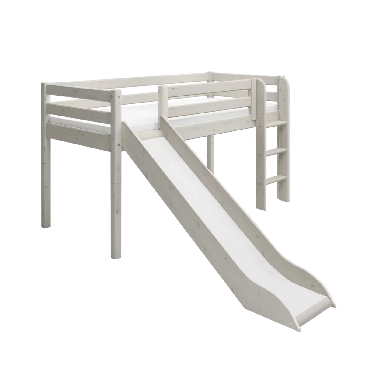 FLEXA CLASSIC Mid-high Krevet s ravnim ljestvama i toboganom White