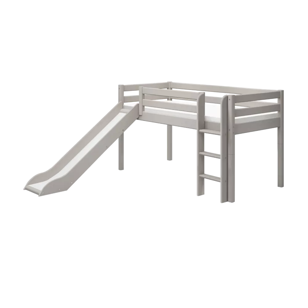 FLEXA CLASSIC Mid-high krevet s toboganom i ravnim ljestvama Grey