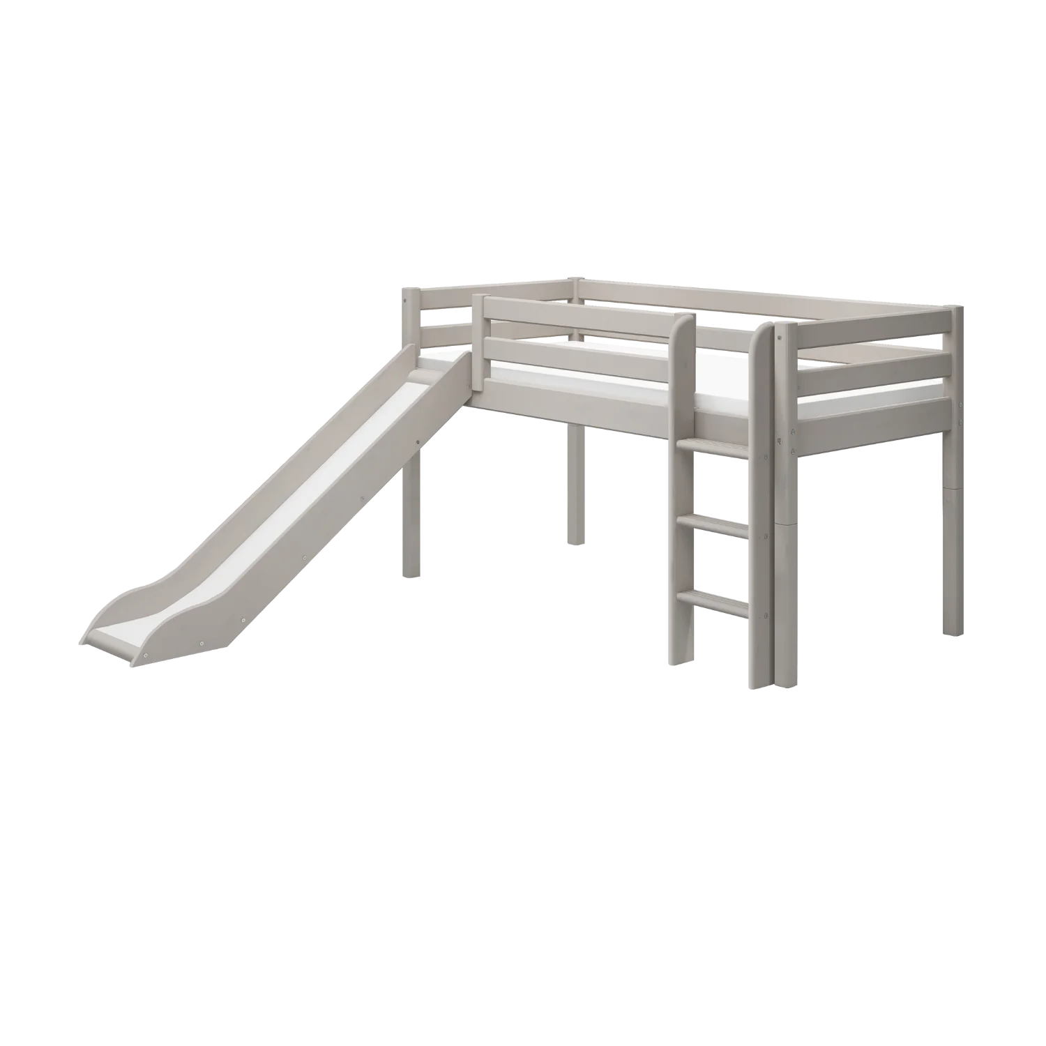 FLEXA CLASSIC Mid-high krevet s toboganom i ravnim ljestvama Grey