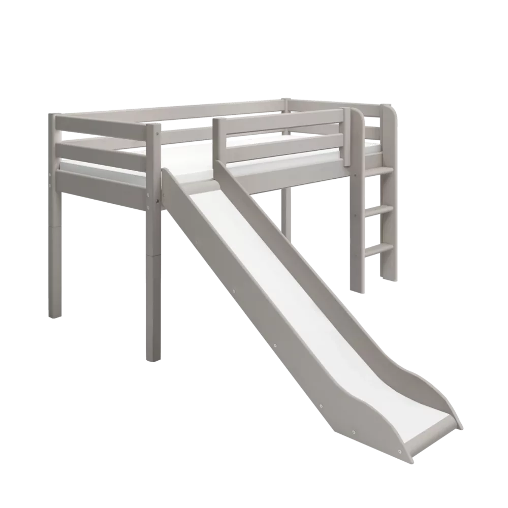 FLEXA CLASSIC Mid-high krevet s toboganom i ravnim ljestvama Grey