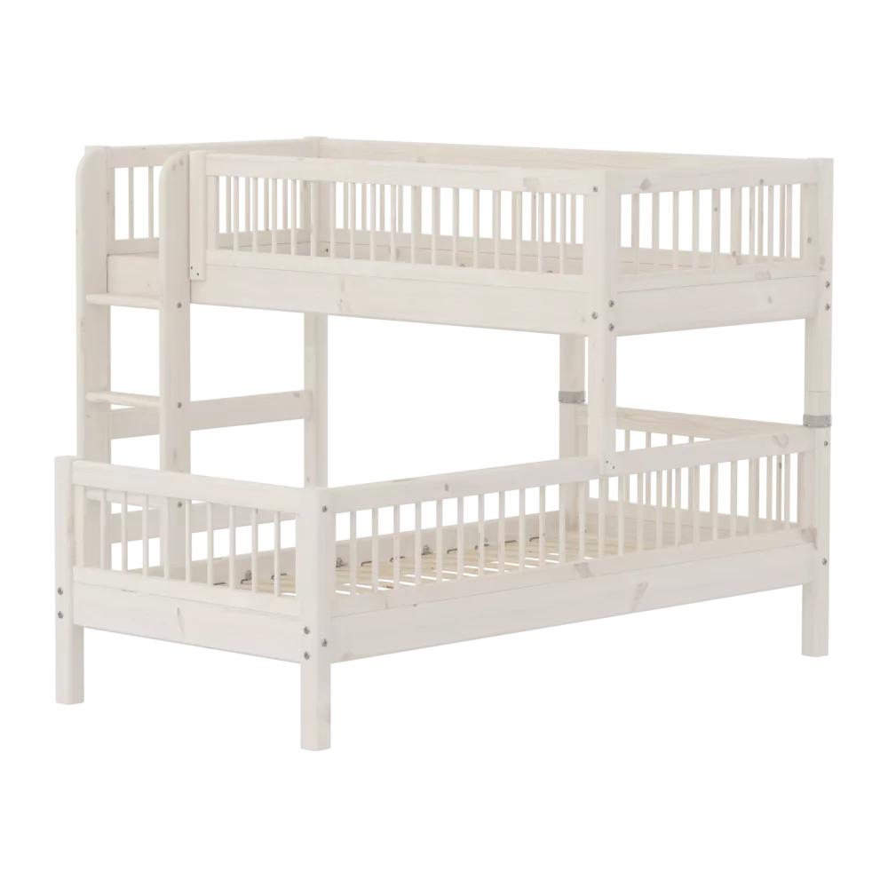 FLEXA CLASSIC Semi-high Kutni krevet s prečkama i ravnim ljestvama White