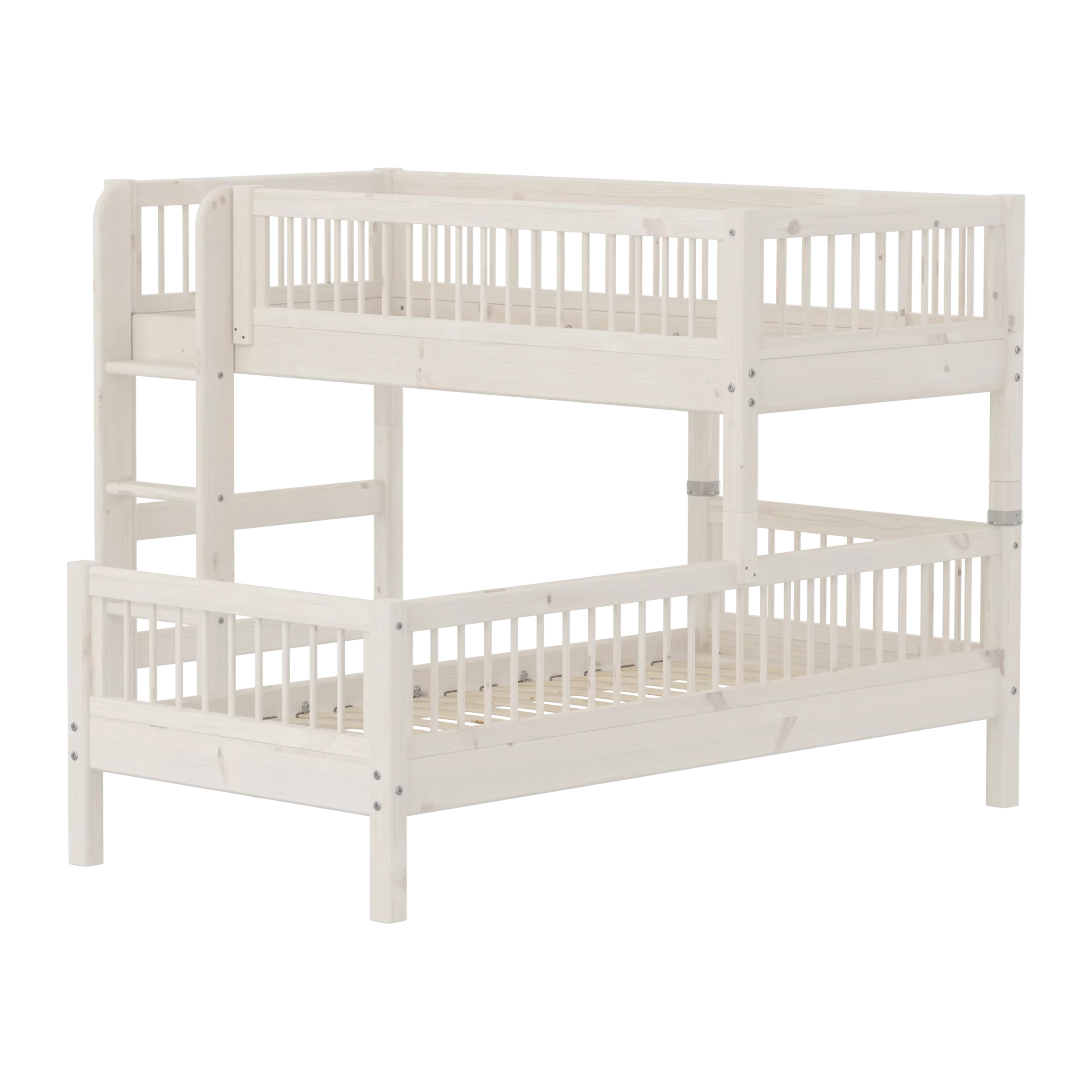 FLEXA CLASSIC Semi-high Kutni krevet s prečkama i ravnim ljestvama White