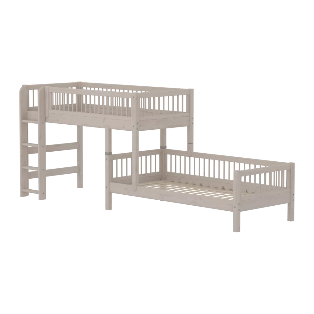 FLEXA CLASSIC Semi-high Kutni krevet s prečkama i ravnim ljestvama Grey
