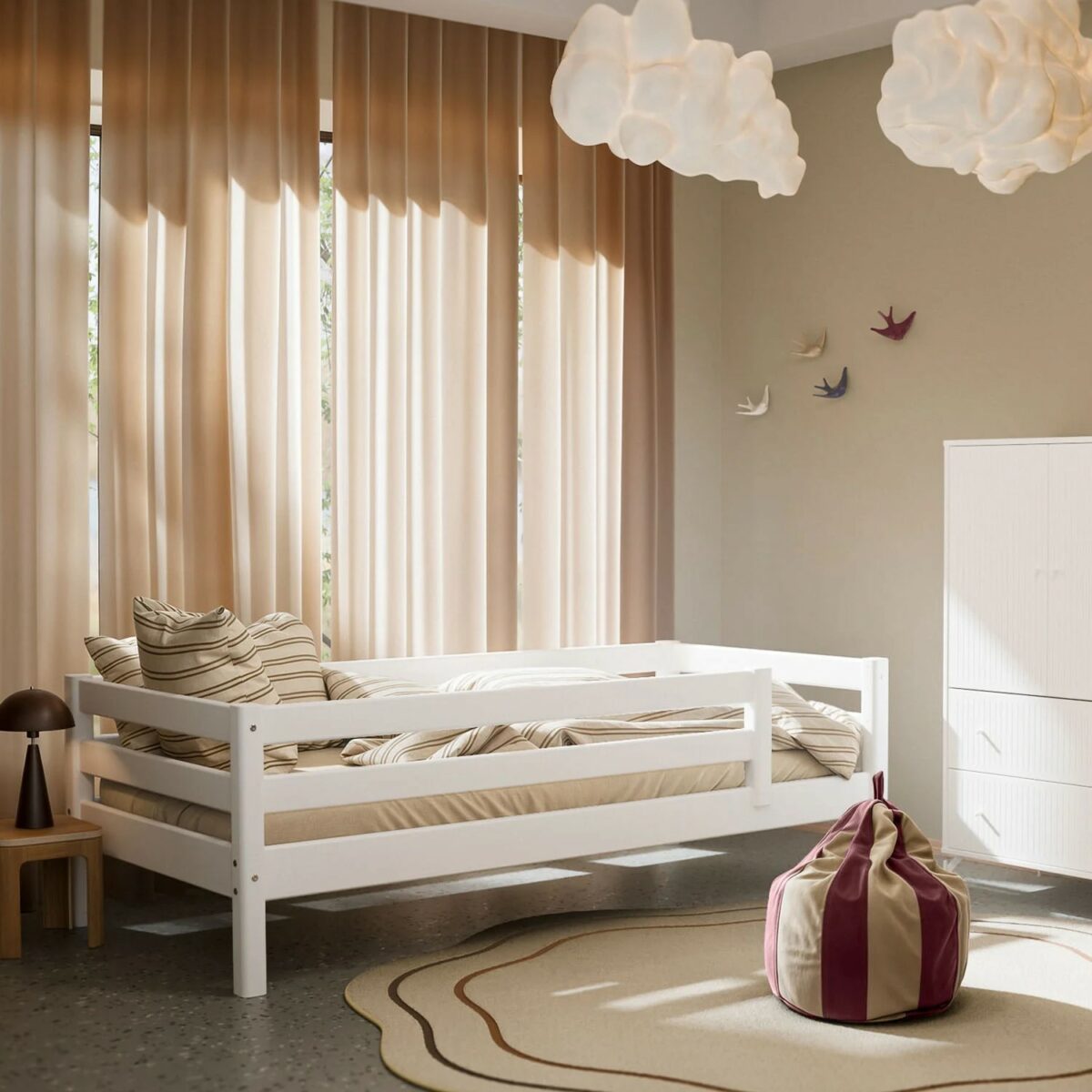 FLEXA CLASSIC Single bed sa zaštitnom ogradicom Bijeli