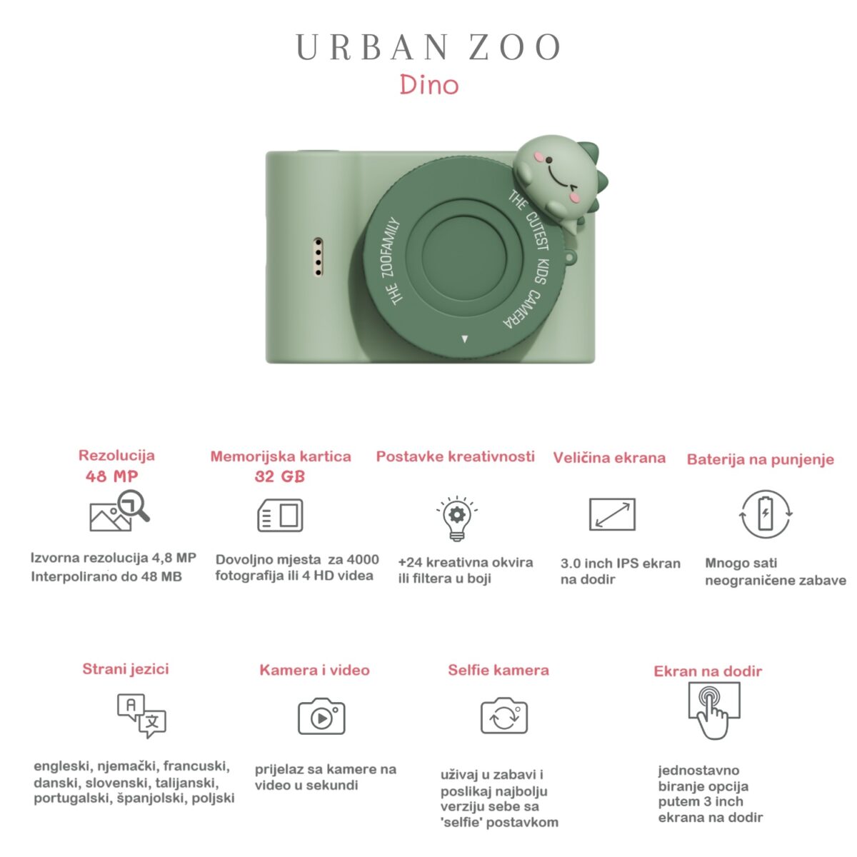 Dječji fotoaparat Urban Zoo DINO - Slika 7
