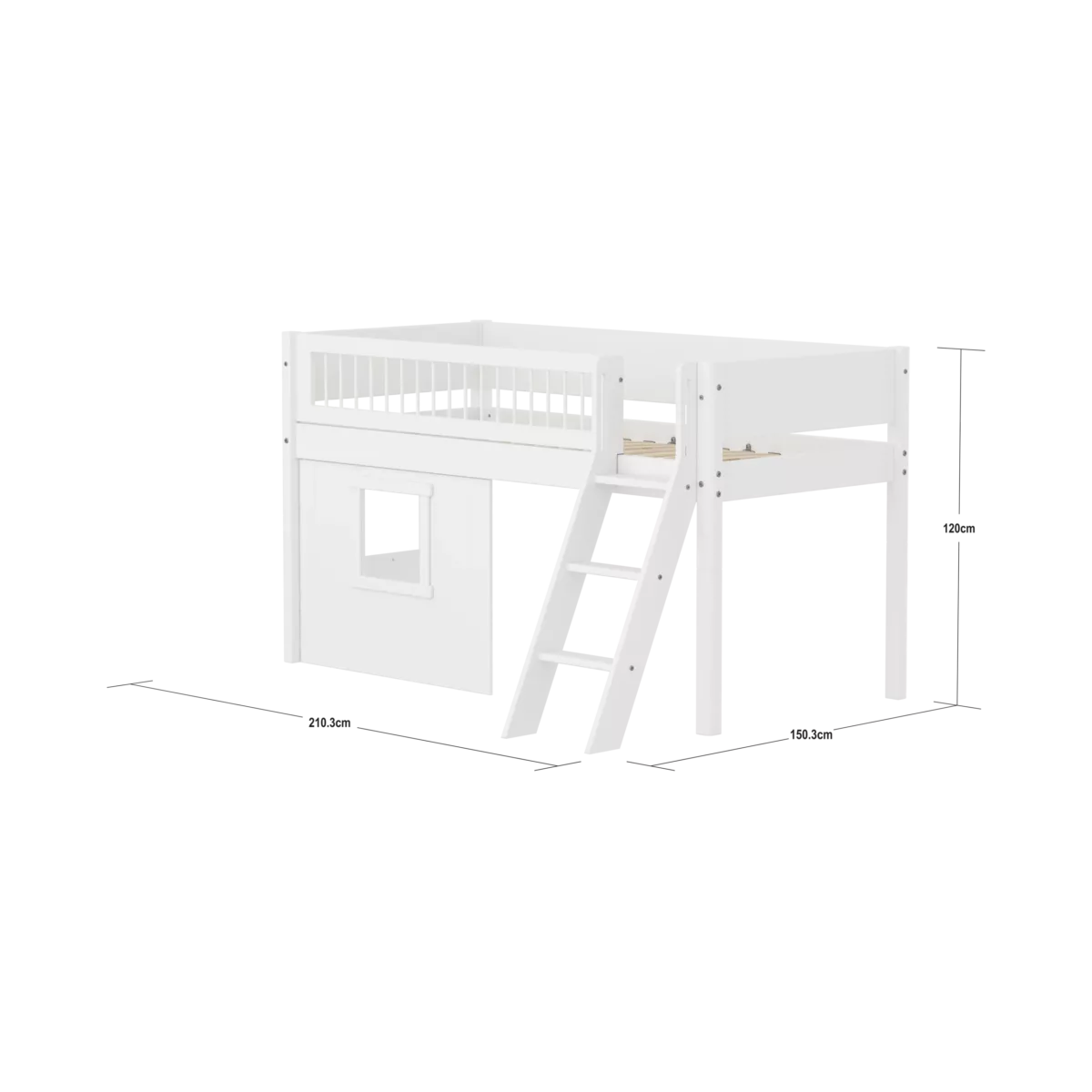 FLEXA WHITE Mid-high Krevet Treehouse s kosim ljestvama