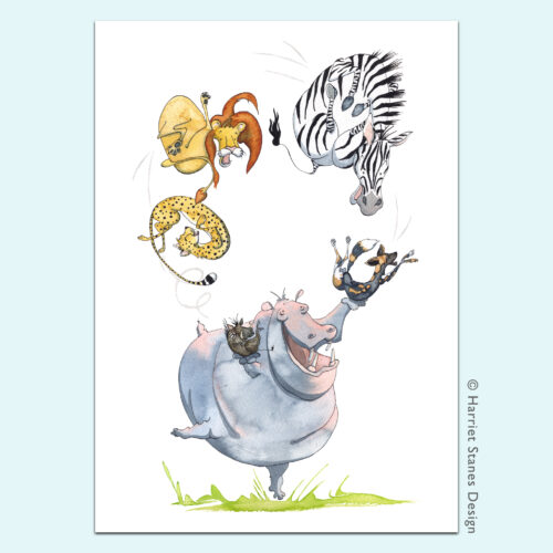 106 Čestitka Juggling Hippopotamus