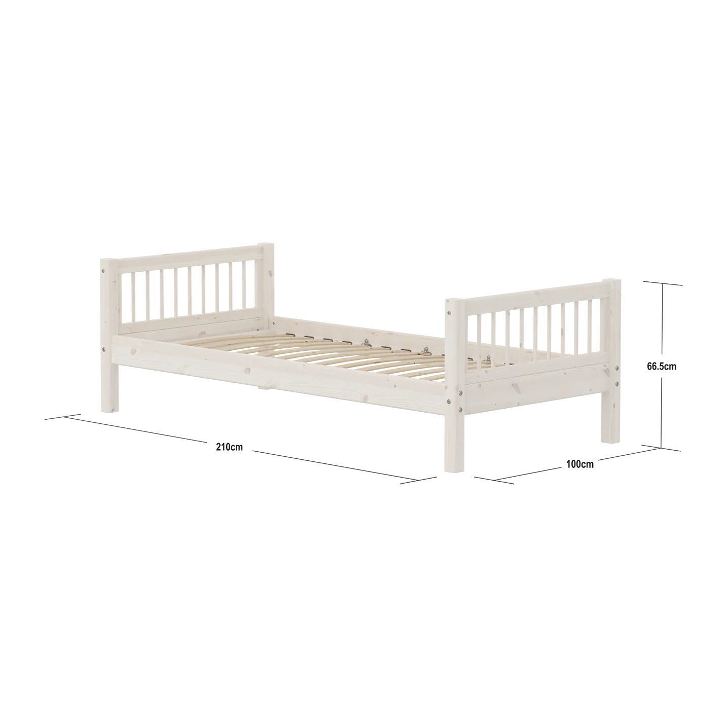 FLEXA CLASSIC Single bed s prečkama 90x200cm, White