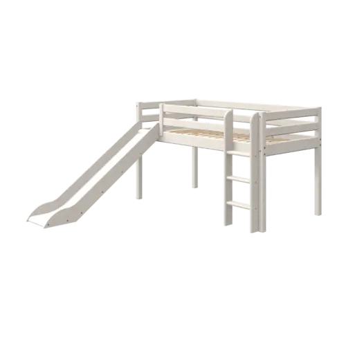 FLEXA CLASSIC Mid-high Krevet s ravnim ljestvama i toboganom White IZLOŽBENI PRIMJERAK
