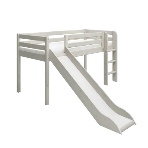 FLEXA CLASSIC Mid-high Krevet s ravnim ljestvama i toboganom White IZLOŽBENI PRIMJERAK