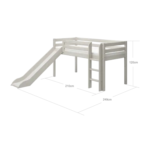 FLEXA CLASSIC Mid-high Krevet s ravnim ljestvama i toboganom White IZLOŽBENI PRIMJERAK