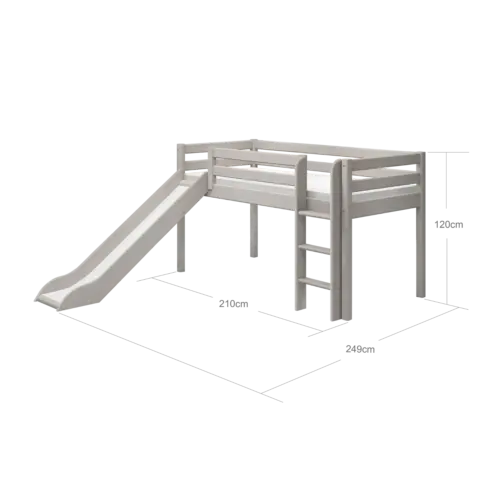 90-10114-3-01_55 FLEXA CLASSIC Mid-high krevet s toboganom i ravnim ljestvama Grey