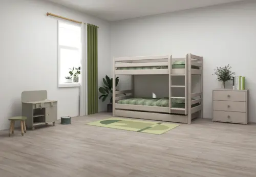 FLEXA CLASSIC Krevet na kat s ravnim ljestvama i ladicama