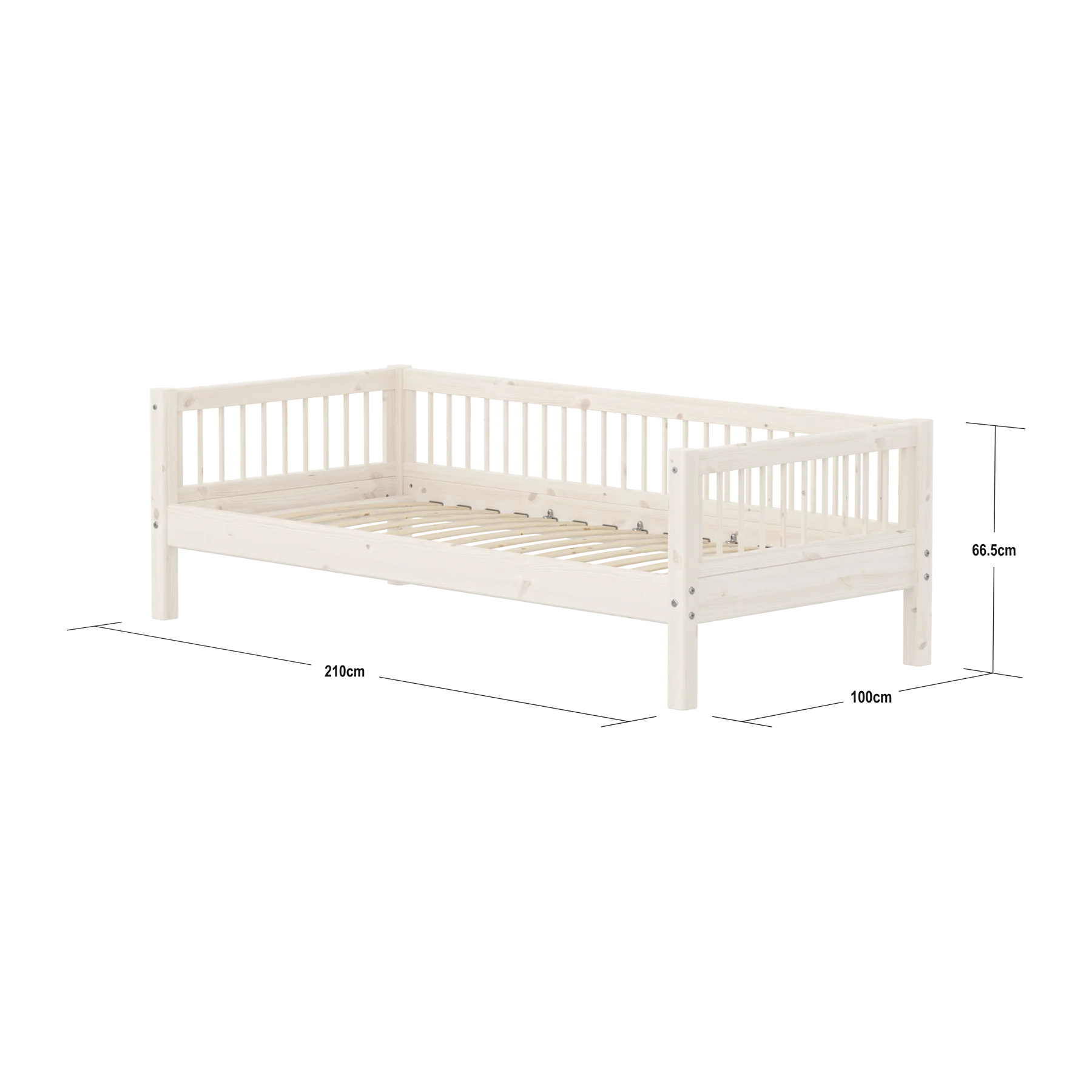 FLEXA CLASSIC Single bed s prečkama White