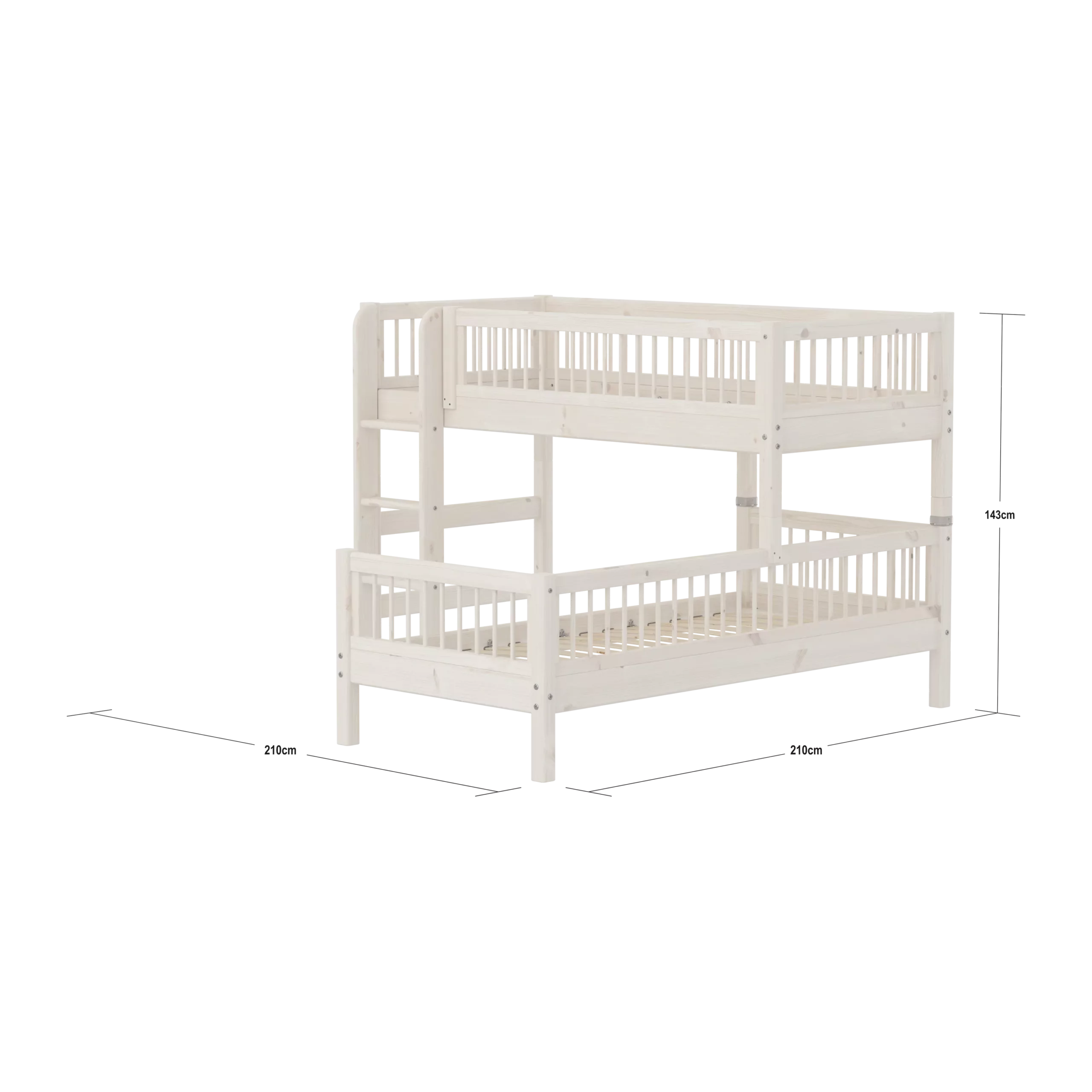 FLEXA CLASSIC Semi-high Kutni krevet s prečkama i ravnim ljestvama White