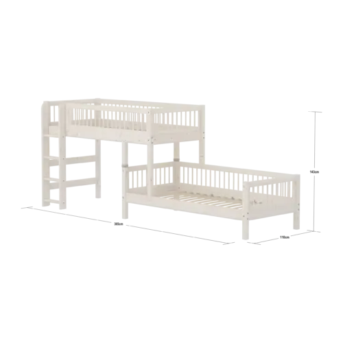 90-11217-2_56_1-scaled FLEXA CLASSIC Semi-high Kutni krevet s prečkama i ravnim ljestvama White