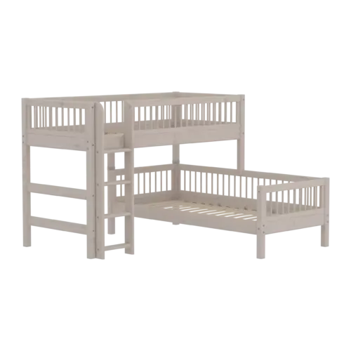 FLEXA CLASSIC Semi-high Kutni krevet s prečkama i ravnim ljestvama Grey