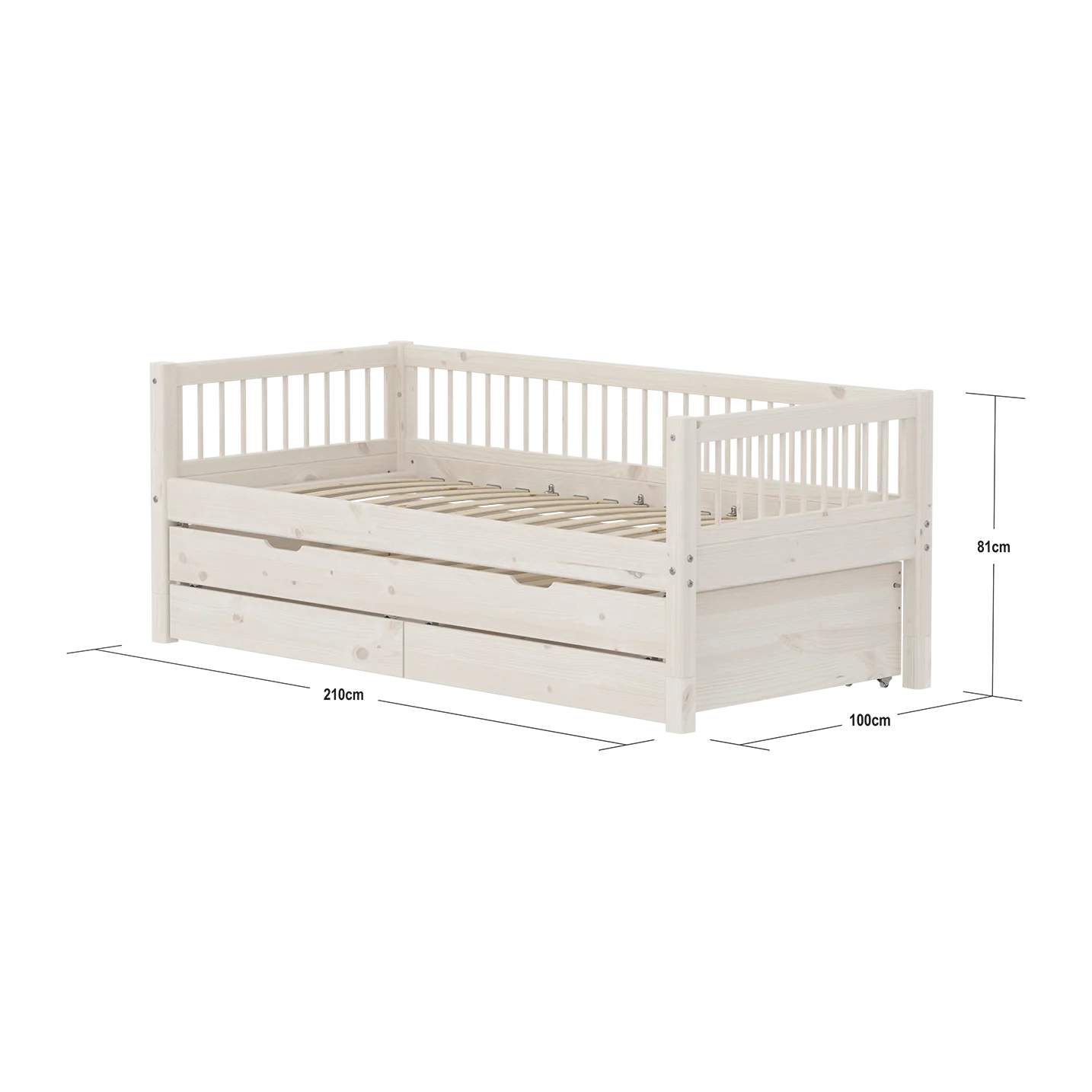 FLEXA CLASSIC Daybed s pomoćnim krevetom i ladicama White