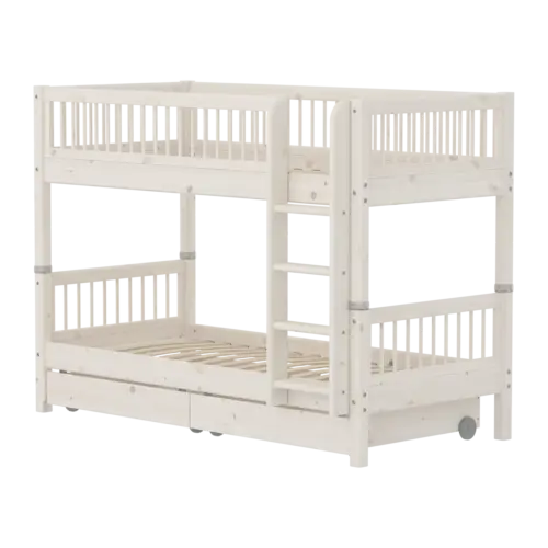 FLEXA CLASSIC Krevet na kat s prečkama i ladicama White