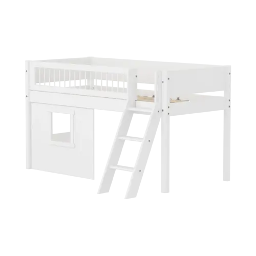FLEXA WHITE Mid-high Krevet Treehouse s kosim ljestvama IZLOŽBENI PRIMJERAK