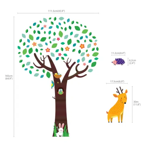 Decowall Veliko drvo sa životinjskim prijateljima
