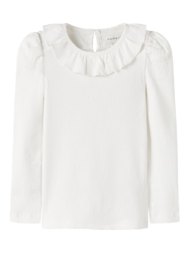 NAME IT Bijela majica dugih rukava s volanom NAME IT Bijela majica dugih rukava s volanom