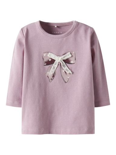 NAME IT Majica dugih rukava s mašnom Roza NAME IT Majica dugih rukava s mašnom Roza